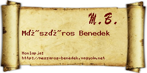 Mészáros Benedek névjegykártya